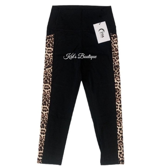 (NWT) Zyia Women’s Leopard Pocket Brilliant Hi-Rise Capri 20" in Black - Picture 7 of 16